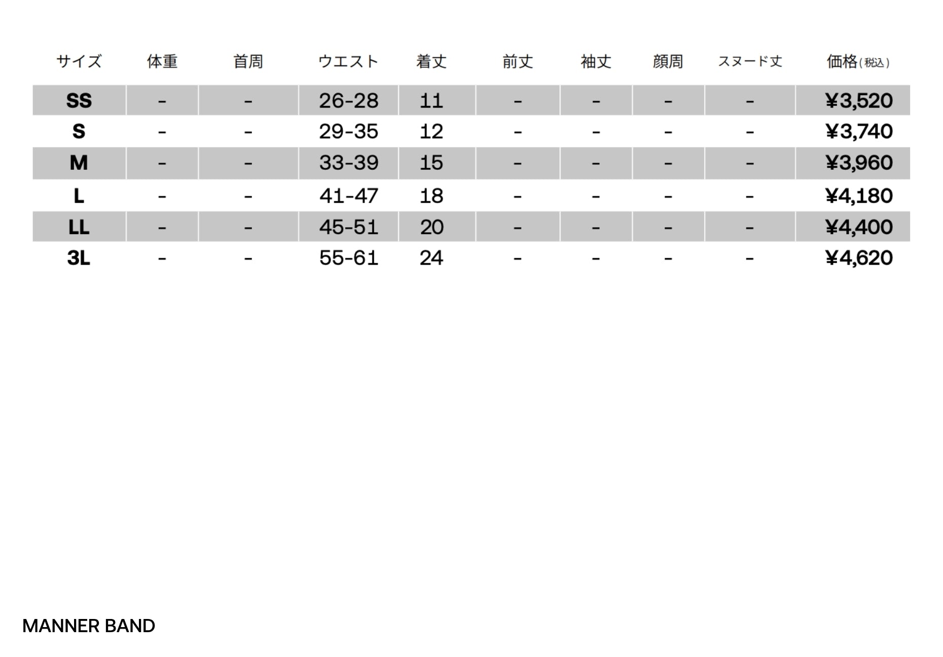MANNER BAND　マナーバンド 　ブラック（おパジャマカラー）